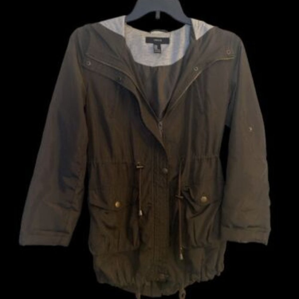 Forever 21 Women's Hooded Jacket Olive Green Utility Pockets Size Large
